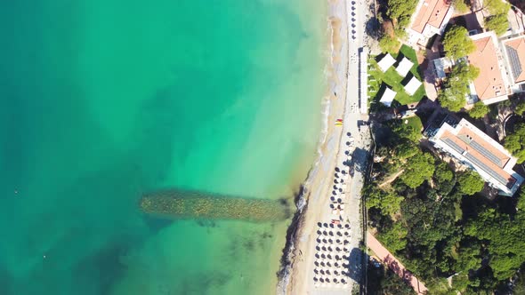Mediterranean Sea Overhead Aerial View From a Drone in Summer Season