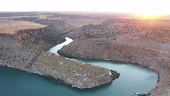 Ancient City Canyons And Curly River Aerial View