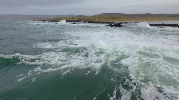 Aerial of Hidden Rocks in the Atlantic Ocean in Donegal