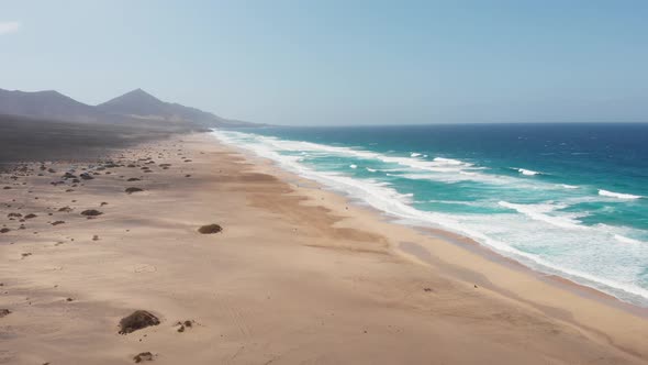 Aerial View Of Cofete Beach In Canary Islands