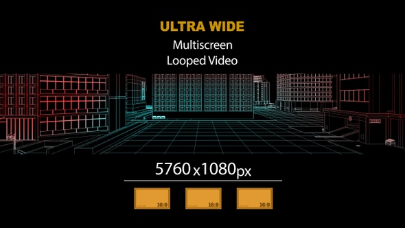 Ultra Wide HD Wireframe City Side 10