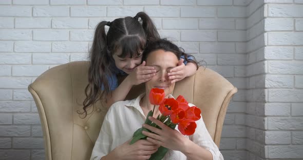 Attractive Family with Tulips