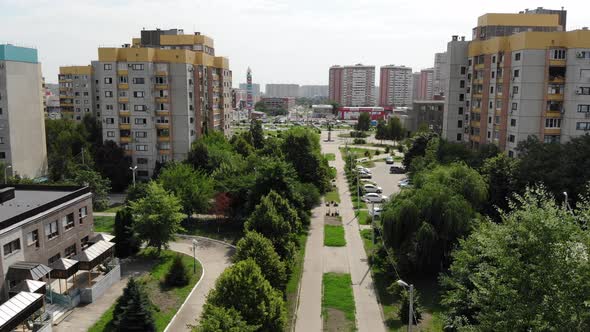 Aerial view of the district in city.