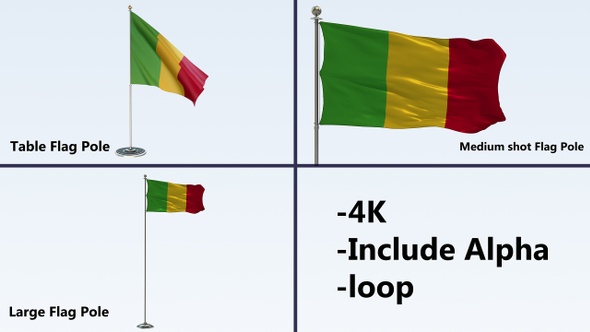 Mali Flag Pole Pack 4k-Loop