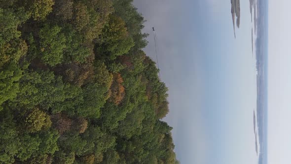 Vertical Video Aerial View of the Dnipro River  the Main River of Ukraine