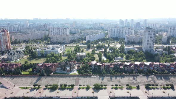 Aerial View of Obolon District in the City of Kiev Before the War in Ukraine