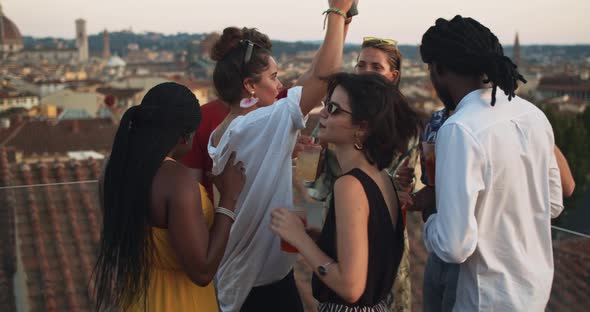 Young students dancing during a party