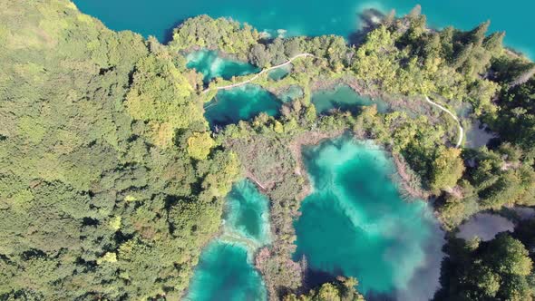 Aerial shot of Plitvice Lakes National Park (Plitvicka jezera) in Croatia,Europe