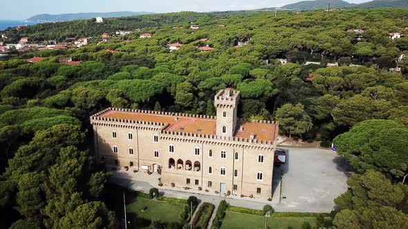 Pasquini Castle in Castiglioncello, Tuscany Italy.Castle By the Sea in Tuscany