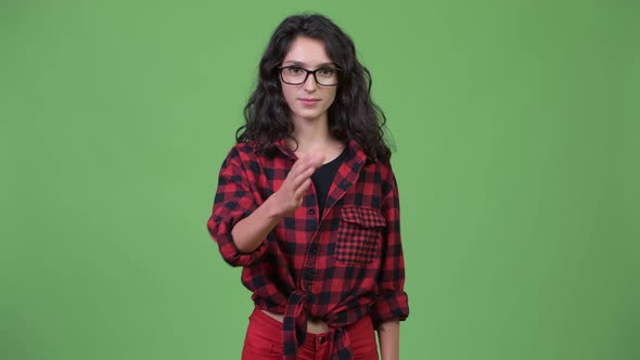 Young Beautiful Businesswoman Giving Handshake