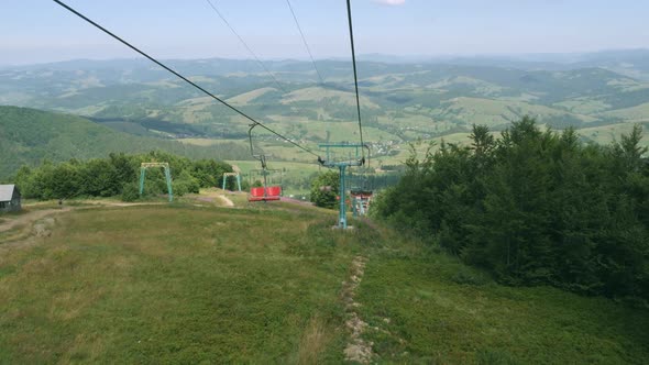 Ropeway Mountainous Areas in Sunny Day