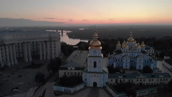 St. Michael's Golden-Domed Monastery in Kyiv, Ukraine. Aerial View