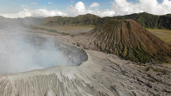 Volcano Eruption with Molten Rocks Hot Ash Gas and Smoke Belched Up From Crater