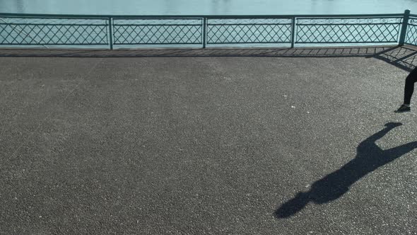 Slow motion shot of man running, shot on Phantom Flex 4K alt