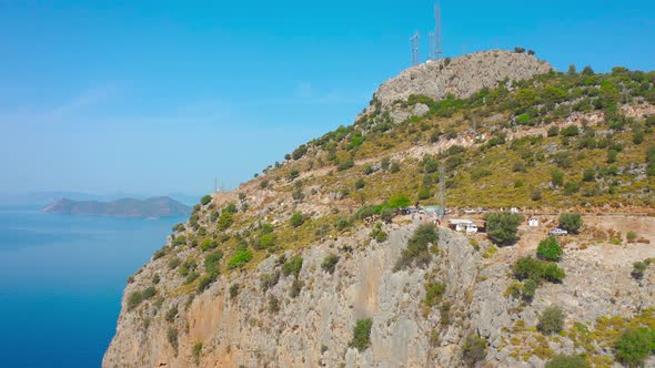 Group of Telecommunication Antennas on Top of Hill in Butterfly Valley Fethiye Oludeniz Mugla Turkey