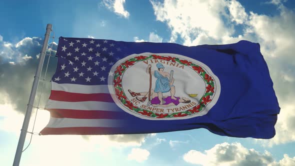 Flag of USA and West Virginia State