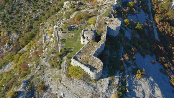 Aerial Shot of the Fortress Kosmach in Montenegro