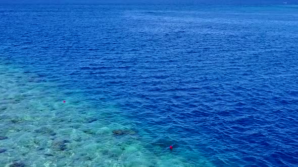 Warm panorama of exotic island beach time by blue water with sand background near reef