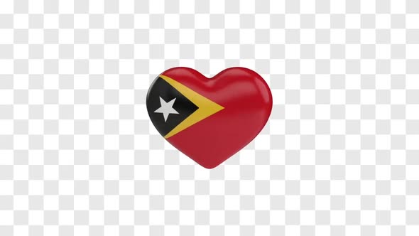 East Timor Flag on a Rotating 3D Heart