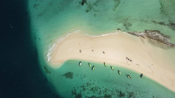 Paradisiacal island with turquoise clean water. Stunning landscape perfect for vacation. Aerial dron