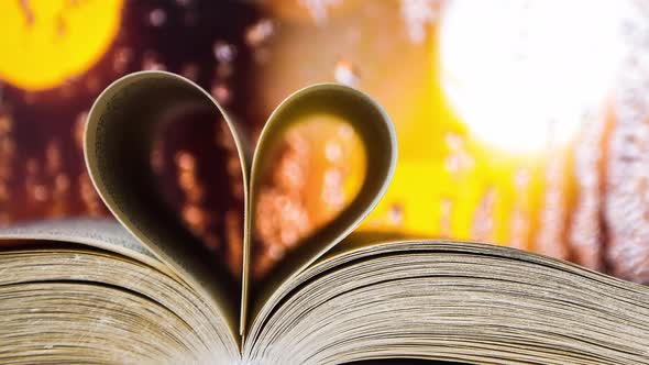 Book with Love Symbol Isolated on Window Background Closeup Of Heart Shape Book  Zoom in