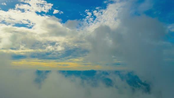 Fog Moving On Blue Sky