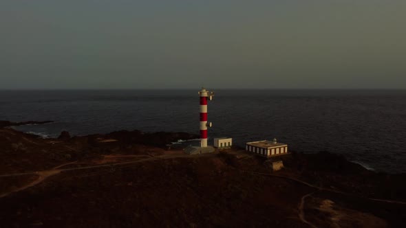 Drone view Sunset Lighthouse Tenerife 4k