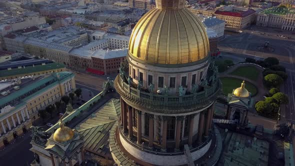 Aerial View. St. Petersburg. Isakiev Square, Isakievsky Cathedral.