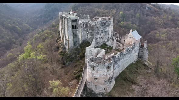 Aerial view of Uhrovec Castle in Slovakia