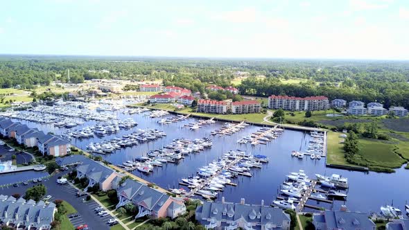 Aerial view of intercoastal marina in South Carolina.