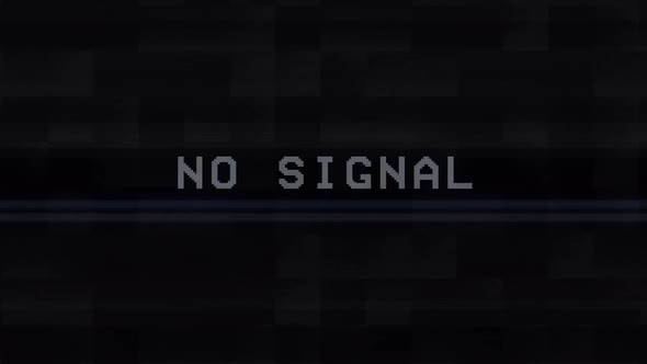 No signal message with glitch effect . Intentional glitch distortion. tv transmission warning.