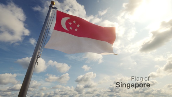 Singapore Flag on a Flagpole