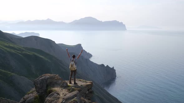 The Male Traveler Enjoys Beautiful Sea View