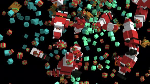 4K Geometric Christmas elements falling