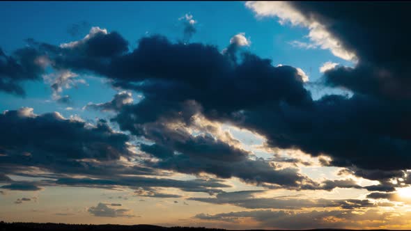 Dramatic Sky with Clouds and Bright Sun