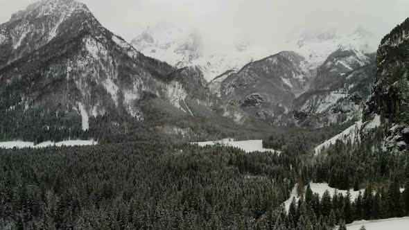 Beautiful view on an Lake with Mountains in Schiederweiher in Upper Austria Drone Video