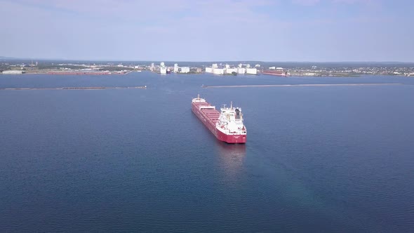 Industrial Grain Ship Headed Towards Port