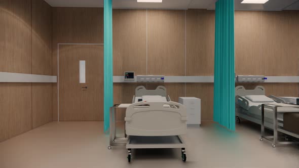 . Interior hospital modern design . Row of empty hospital