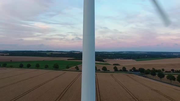 Aerial view of Wind turbines Energy Production