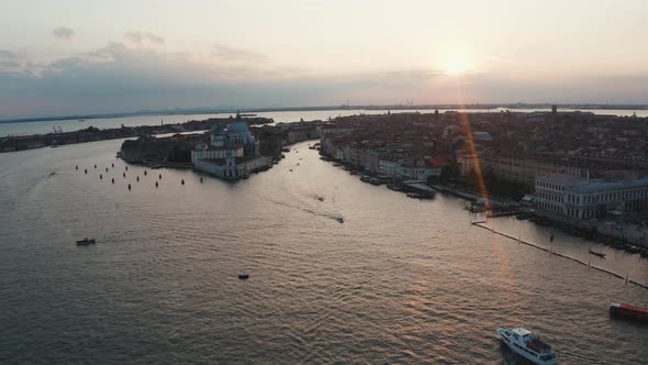 Magical Evening Sunset View Over Beautiful Venice in Italy