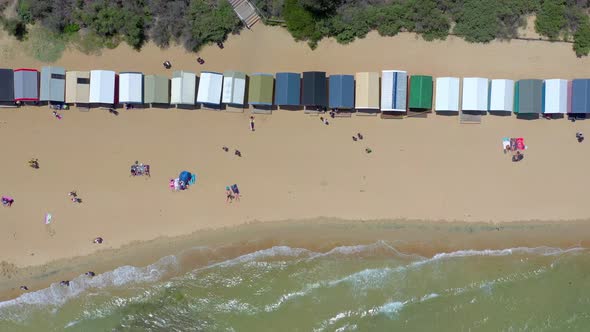 Bird's Eye View of the Dendy Street Beach Huts in Brighton Melbourne