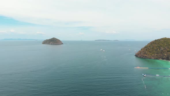 Wide view of the archipelago of islets surrounding Koh Hey near Banana Beach in Southern Phuket