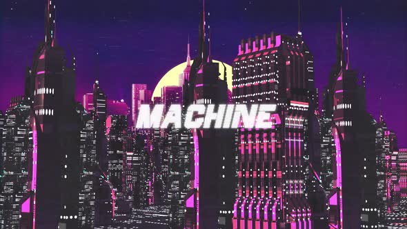 Retro Cyber City Background Machine
