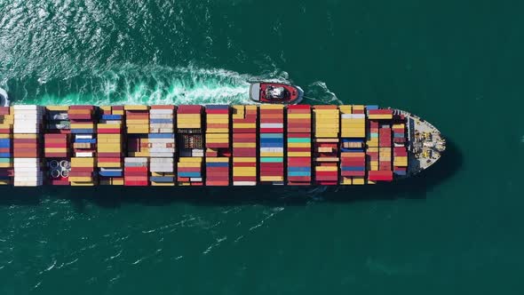 Large Container Ship in Sea