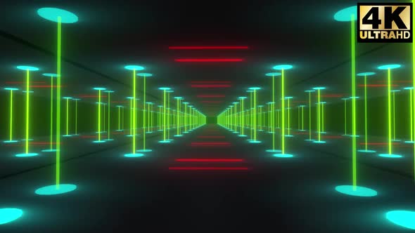 Colorful Neon Corridor Loop 4k