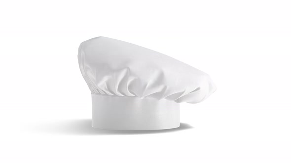 Blank white chef hat mockup, looped rotation