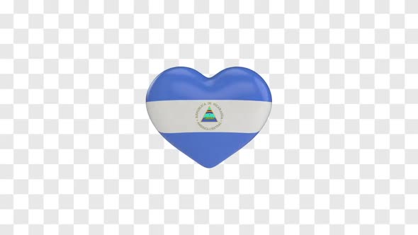 Nicaragua Flag on a Rotating 3D Heart