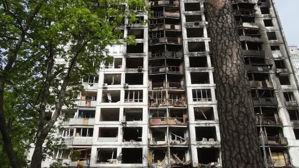 War in Ukraine  Burnt and Destroyed House in Kyiv