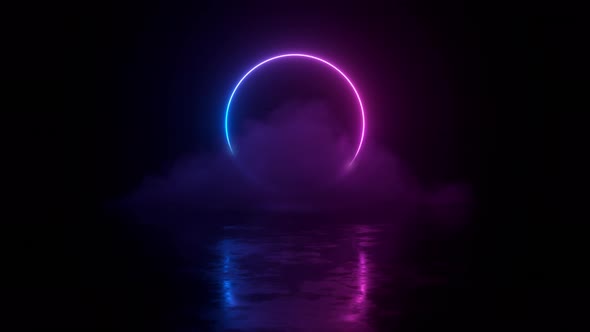 Neon glowing Circle Frame And Cloud background