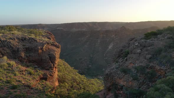 Sunset at Charles Knife Canyon, Cape Range National Park, Exmouth, Western Australia 4K Aerial Drone